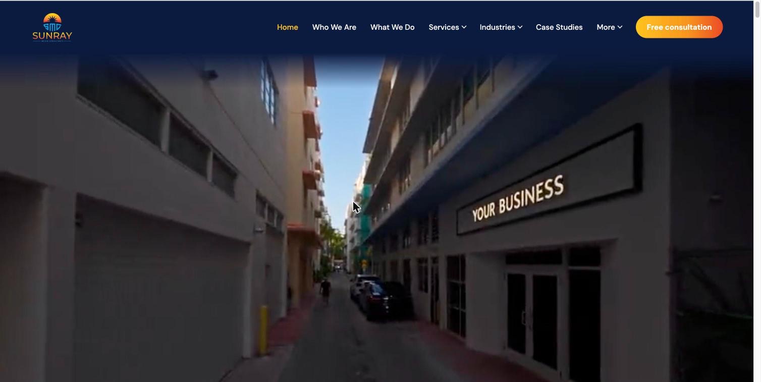 The sunraymedia.biz homepage, designed and built by Sunray Media Consultants