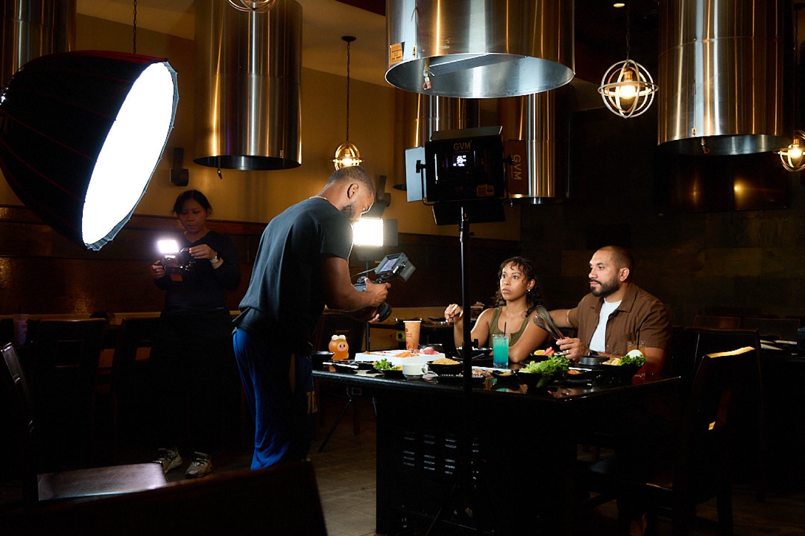 Sunray Media crew filming diners on a restaurant shoot in South Florida